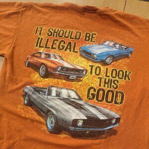 Chevy Camero orange tshirt, short sleeve, men's medium, Chevrolet